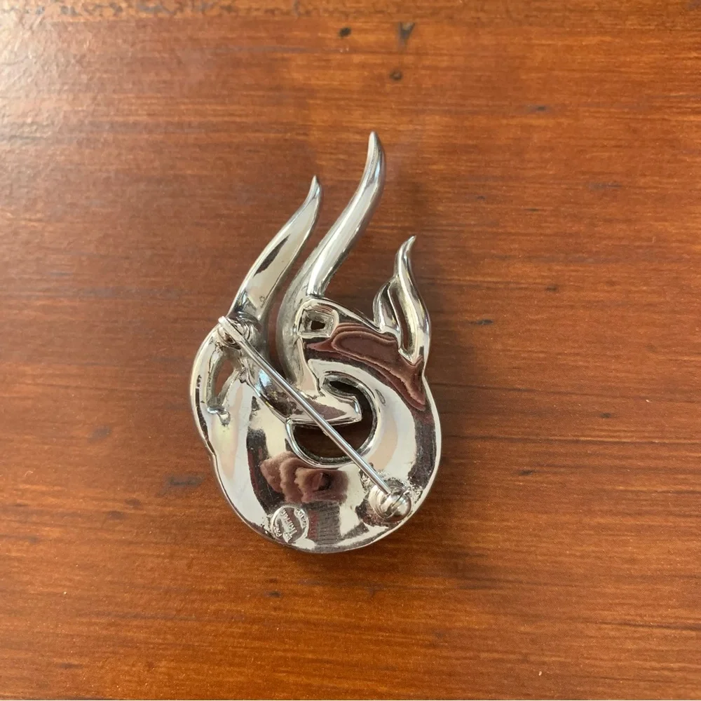 Vintage Alfred Philippe Crown Trifari Brooch Ribbon Fire like